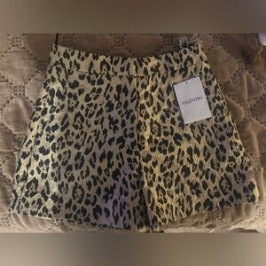 Valentino High Waist Leopard Print Shorts